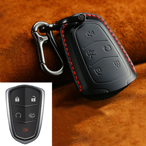 Pour Cadillac Custodia protettiva per chiave en pelle di vacchetta per auto, versione a cinque chiavi, Pour Cadillac, Version cinq clés, Pour Cadillac