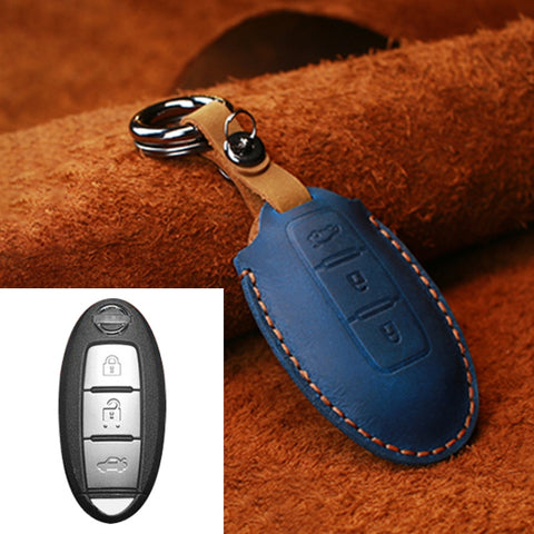Housse de protection pour clé en peau de vache pour voiture Nissan, version avec trois clés pour portellone postérieure, pour Nissan, version hayon à trois clés