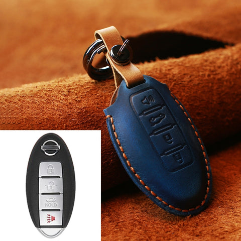 Housse de protection pour clé en peau de vache pour voiture Nissan, version à quattro chiavi, pour Nissan, Version quatre clés