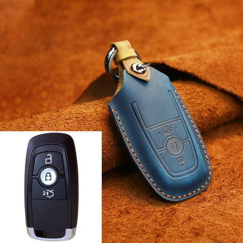 Protection pour clé en peau de vache pour voiture Ford, version à trois clés, pour Ford, version trois clés