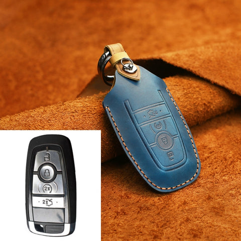 Housse de protection pour clé en peau de vache pour voiture Ford, version à quatre clés, pour Ford, version quatre clés