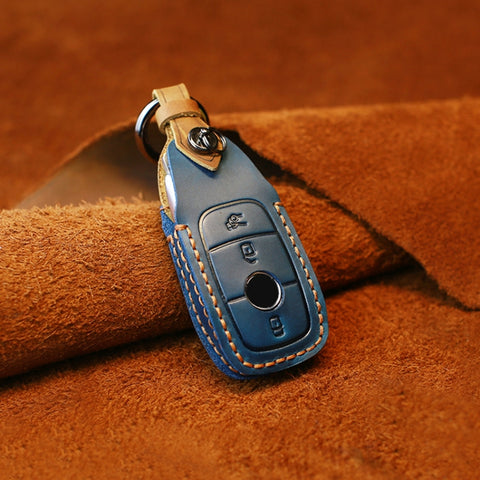Pour Mercedes-Benz New Style Car Custodia protettiva per chiave in pelle di vacchetta, Pour Mercedes-Benz New Style