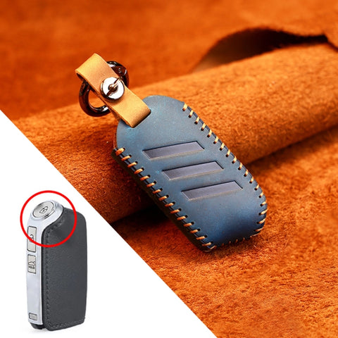 Housse de protection pour clé en peau de vache pour voiture Kia, version rotonde, pour Kia, version ronde