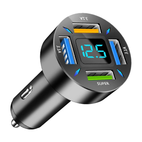 Caricabatterie auto super veloce USB 4 in 1 con display digitale,
