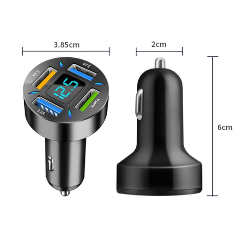 Caricabatterie auto super veloce USB 4 in 1 con display digitale,