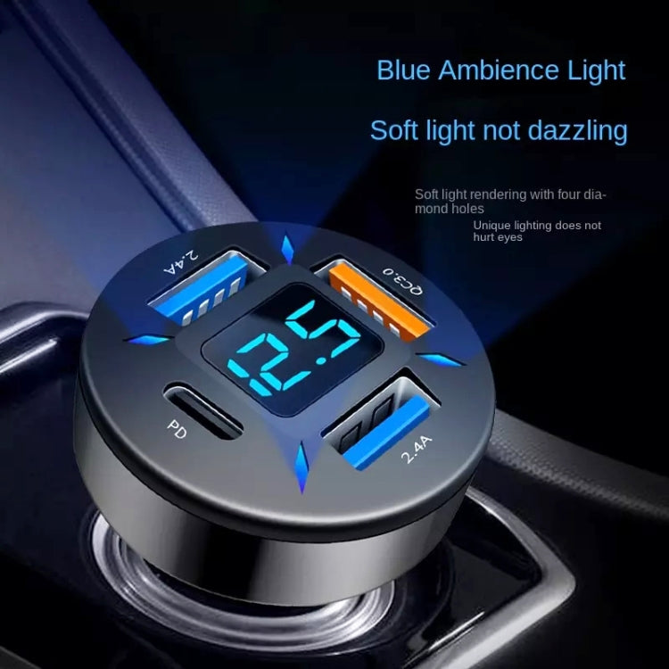 66W 4-in-1 USB Car Charger with Digital Display