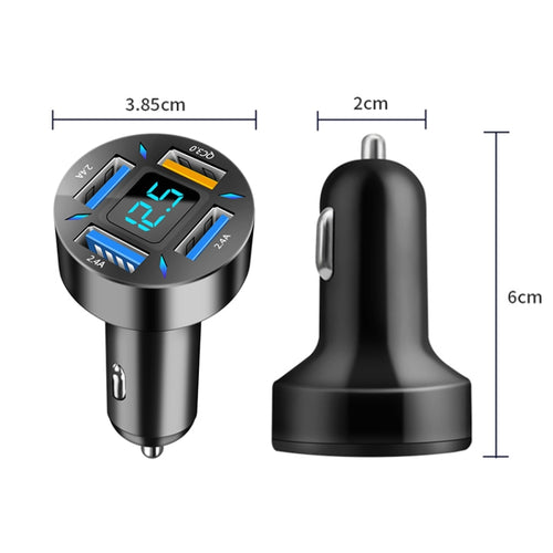4 in 1 USB QC3.0 Car Fast Charger with Digital Display