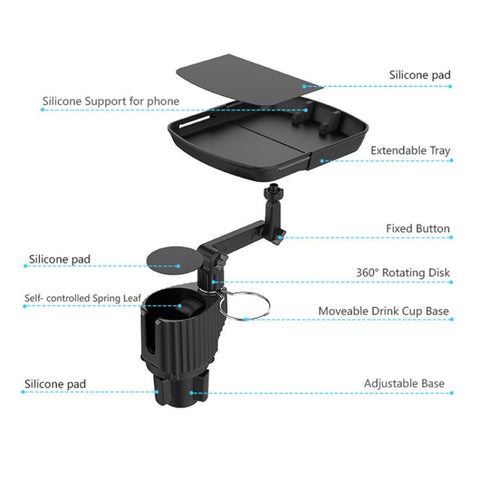 Supporto per cellulare per portabicchieri da tavolo per bevande per auto, Beverage Table Food Rack