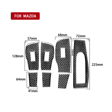 Adhésif décoratif 7 en 1 pour panneaux de verre en fibre de carbone pour voiture pour Mazda 3 Axela 2020, guide de route, lève-vitre, conduite à droite