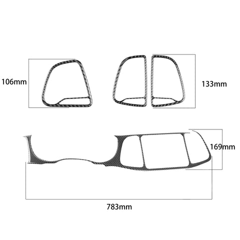4 pièces/ensemble d'instruments de commande centrale pour voiture en fibre de carbone adhésifs décoratifs pour Dodge Challenger de 2015 à aujourd'hui, guide à gauche, ensemble d'instruments de commande centrale