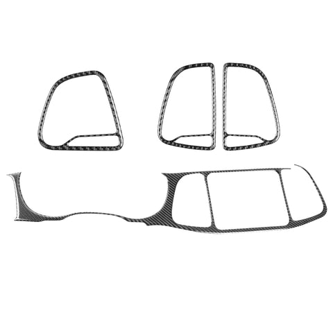 4 pièces/ensemble d'instruments de commande centrale pour voiture en fibre de carbone adhésifs décoratifs pour Dodge Challenger de 2015 à aujourd'hui, guide à gauche, ensemble d'instruments de commande centrale