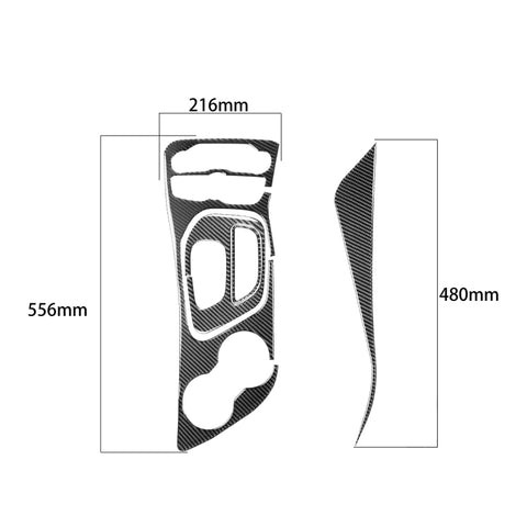 4 pièces/ensemble d'adhésifs décoratifs pour l'équipement de commande centrale de voiture en fibre de carbone pour Dodge Challenger de 2015 à aujourd'hui, guide de transmission centrale, équipement de commande centrale (4 pièces/ensemble)