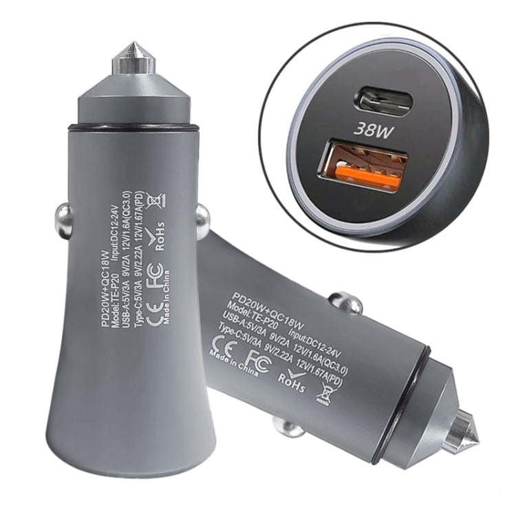 20W Dual Interface Car Fast Charger - Aluminum Alloy Design