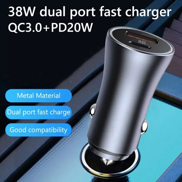 20W Dual Interface Car Fast Charger - Aluminum Alloy Design