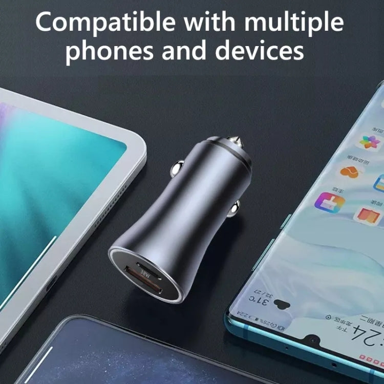 20W Dual Interface Car Fast Charger - Aluminum Alloy Design