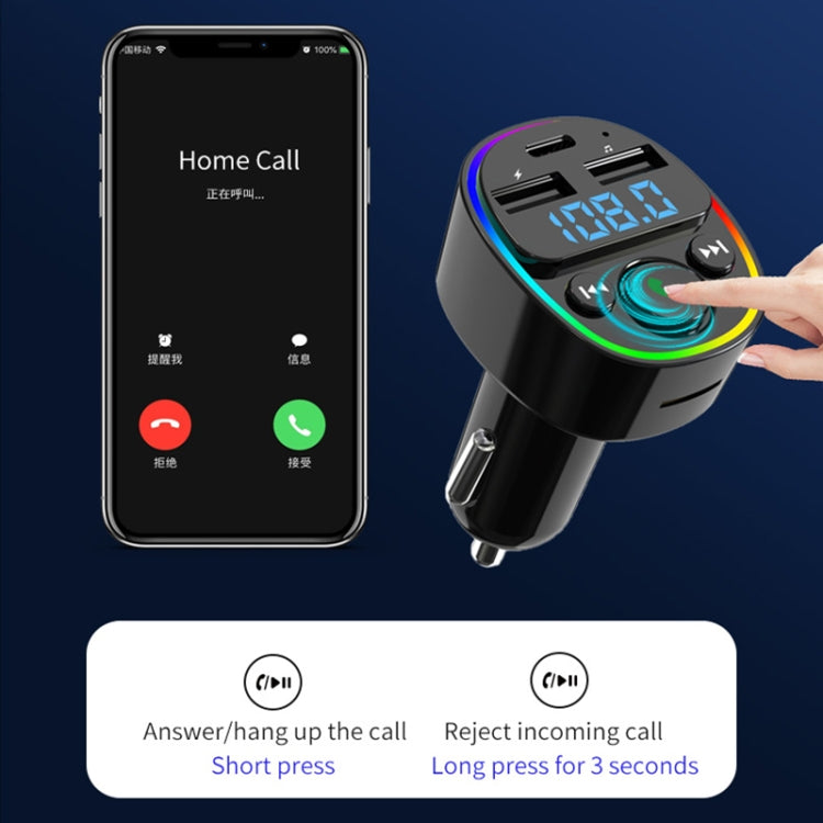 Car Bluetooth MP3 Player FM Transmitter with Ambient Light