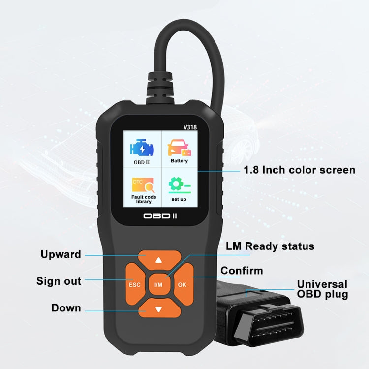 Lettore di codice per strumento diagnostico per schermo a colori OBD2 per auto V318, V318