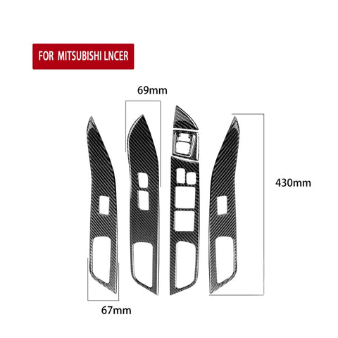 6 adesivi decorativi per pannello di sollevamento in fibra di carbonio per auto, per Mitsubishi Lancer EVO 2008-2015, guida a destra, Glass Lift Panel, Right Drive - Novalix Store