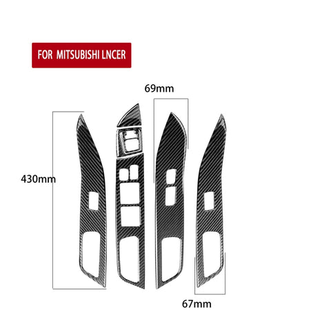 6 adesivi decorativi per pannello di sollevamento in fibra di carbonio per auto, per Mitsubishi Lancer EVO 2008-2015, guida a sinistra, Glass Lift Panel, Left Drive - Novalix Store