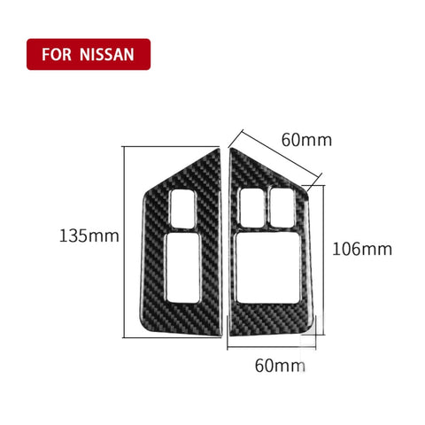 Autocollant décoratif pour anti-embuage pulsé pour cristaux en fibre de carbone pour voiture de 2 pièces pour Nissan GTR R35 2008-2016, guide de route, bouton de désembuage de lève-vitre, conduite à droite