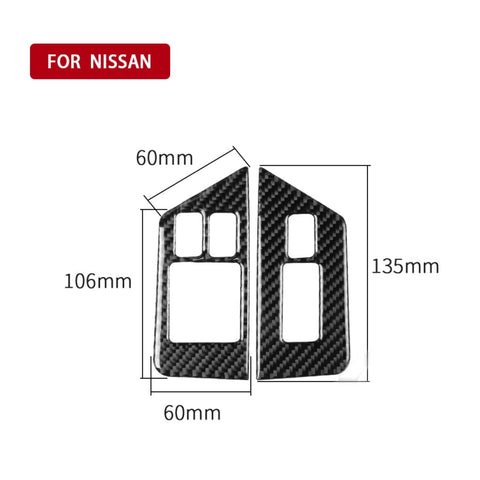 Adhésif décoratif pour anti-apparition de pulsations pour cristaux en fibre de carbone pour 2 pièces pour Nissan GTR R35 2008-2016, guide vers le haut, bouton de désembuage de lève-vitre, conduite à gauche