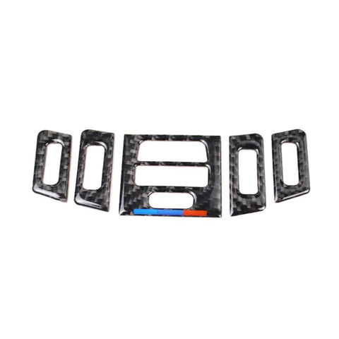 Adhésif décoratif pour support d'air de voiture en fibre de carbone à trois couleurs de 5 pièces pour BMW E90 / E92 / E93 2005-2012, sortie d'air hautement assortie (trois couleurs)