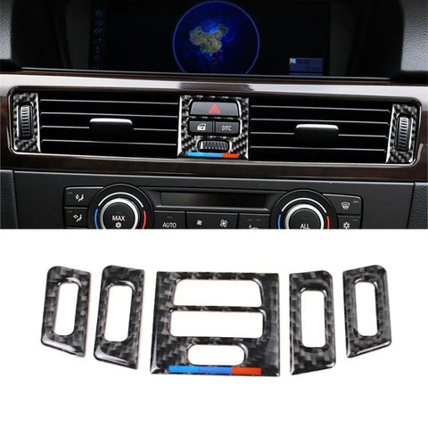 Adhésif décoratif pour support d'air de voiture en fibre de carbone à trois couleurs de 5 pièces pour BMW E90 / E92 / E93 2005-2012, sortie d'air hautement assortie (trois couleurs)