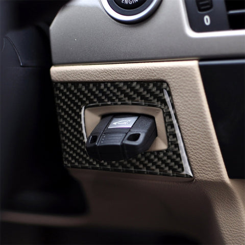 Adhésif décoratif pour interrupteur d'accélérateur, guide d'allumage en fibre de carbone pour BMW E90 / E92 2005-2012, interrupteur d'allumage de conduite à gauche