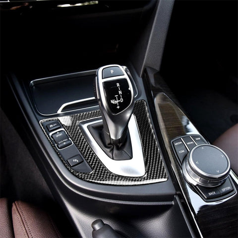 Adesivo decorativo per pannello ingranaggi auto in fibra di carbonio per BMW (F30) 2013-2017 / (F34) 2013-2017, adatto per la guida a sinistra, Gear Panel