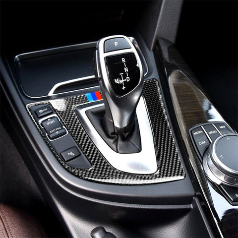 Adhésif décoratif pour panneau intégré de voiture en fibre de carbone à trois couleurs pour BMW (F30) 2013-2017 / (F34) 2013-2017, adapté au guide de sinistre, panneau d'engrenage (trois couleurs)