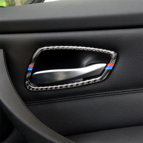 Adhésif décoratif pour la main de la portière de l'auto en fibre de carbone à trois couleurs pour BMW E90 / 320i / 318i / 325i, poignée de porte (trois couleurs)