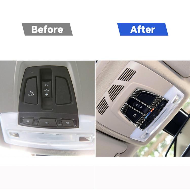 Three Color Carbon Fiber Car Reading Light Panel Decorative Sticker for BMW F20 2012-2017 / F30 / F34 / F32 2013-2017 / X5 2014-2017 / X6 2015-2017 / X1...