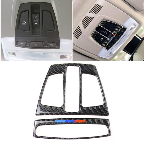 Autocollant décoratif pour panneau lumineux de voiture en fibre de carbone à trois couleurs pour BMW F20 2012-2017 / F30 / F34 / F32 2013-2017 / X5 2014-2017 / X6 2015-2017 / X1 2016-2017, lampe de lecture (trois couleurs)