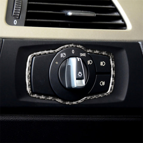 Autocollant décoratif pour interrupteur de voiture en fibre de carbone pour BMW E90 / E92 / E93 2005-2012 / 320i / 325i, version sottile, interrupteur de phare