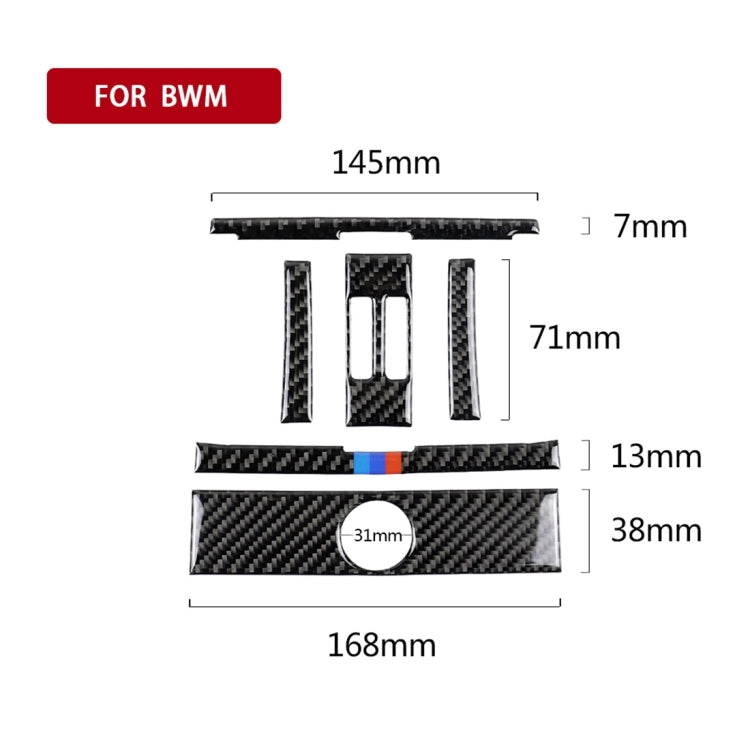 6 PCS Three Color Carbon Fiber Car Rear Outlet Decorative Sticker for BMW F30 2013-2015 / F34 2013-2016, Rear Outlet