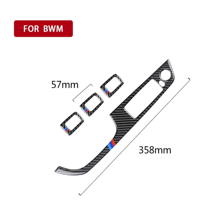 4 PCS Three Color Carbon Fiber Car Left Driving Lifting Panel Decorative Sticker without Folding for BMW E90 / 320i / 325i, Diameter: 35.8cm            ...