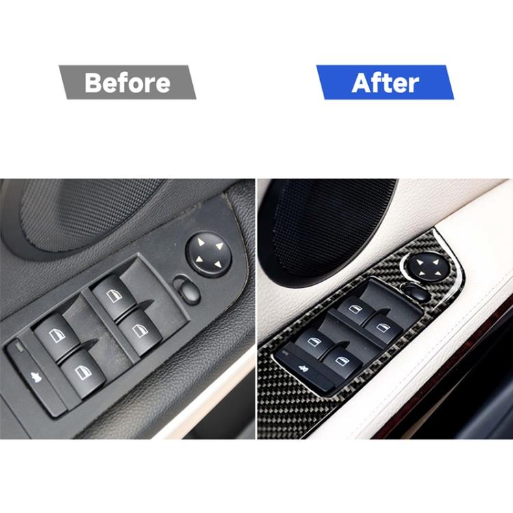 4 PCS Carbon Fiber Car Left Driving Lifting Panel Decorative Sticker without Folding for BMW E90 / 320i / 325i, Diameter: 35.8cm                        ...