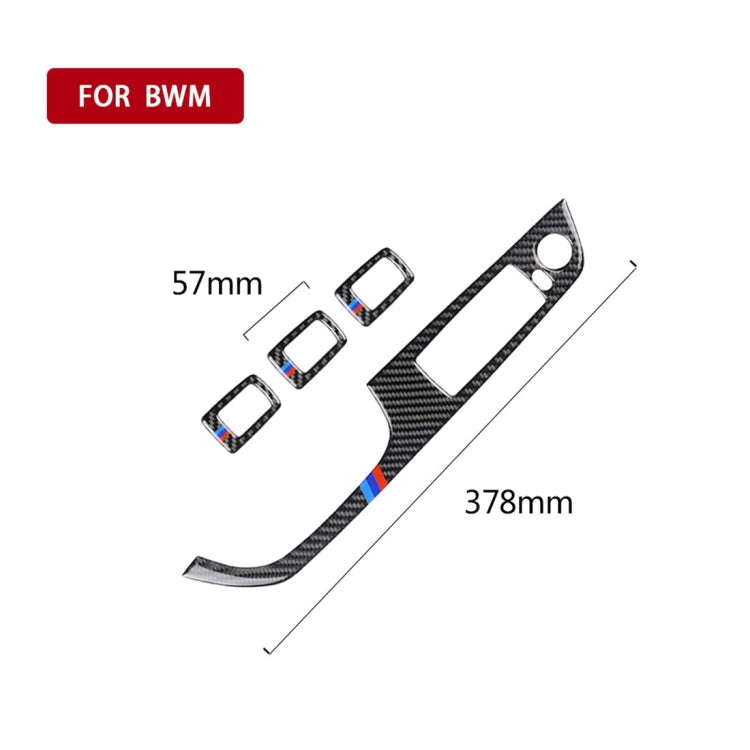 4 PCS Three Color Carbon Fiber Car Left Driving Lifting Panel Decorative Sticker without Folding for BMW E90 / 320i / 325i, Diameter: 37.8cm            ...