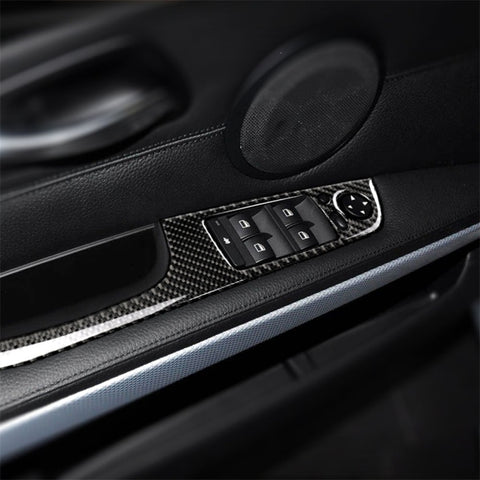 Adesivo decorativo per pannello di sollevamento per auto guida a sinistra in fibra di carbonio da 4 pezzi con pieghevole per BMW E90 / 320i / 325i, diametro: 37,8 cm, Diametro: 37,8 cm