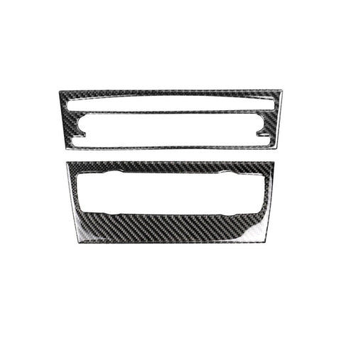 Adhésif décoratif pour panneau CD de commande centrale de voiture en fibre de carbone pour BMW E90 / E92 2005-2012, sans navigation sans foro, panneau CD (sans navigation sans trou)