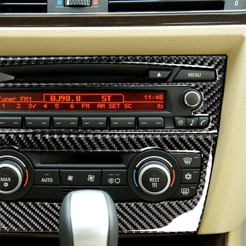 Adhésif décoratif pour panneau CD de commande centrale de voiture en fibre de carbone pour BMW E90 / E92 2005-2012, sans navigation sans foro, panneau CD (sans navigation sans trou)