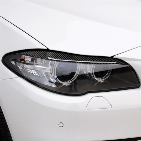 Adesivo decorativo per sopracciglia per lampada per auto in fibra di carbonio per BMW Serie 5 F10 2014-2016, Lamp Eyebrow