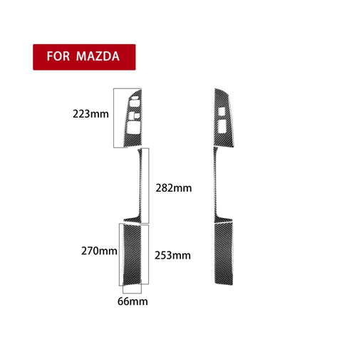 Adesivo decorativo per sedile di guida sinistro e destro in fibra di carbonio 6 in 1 per Mazda RX8 2004-2008, guida a sinistra ad alta configurazione, Left and Right Driving Seat Lift, Left Drive High-configured