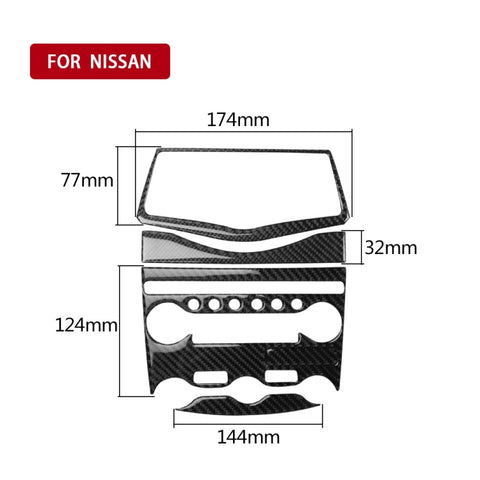 Adhésif décoratif pour panneau de régulation de l'air conditionné en fibre de carbone 5 en 1 pour Nissan 370Z Z34 2009-, guide pour destra ea sinistra universale, panneau de réglage de climatisation 5 en 1