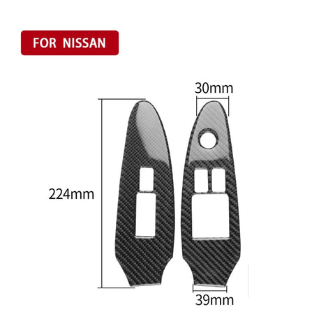Adhésif décoratif pour panneaux d'alzacristalli en fibre de carbone pour voiture de 2 pièces pour Nissan 370Z Z34 2009-, guide vers la sortie de configuration basse, panneau de lève-vitre conduite à droite
