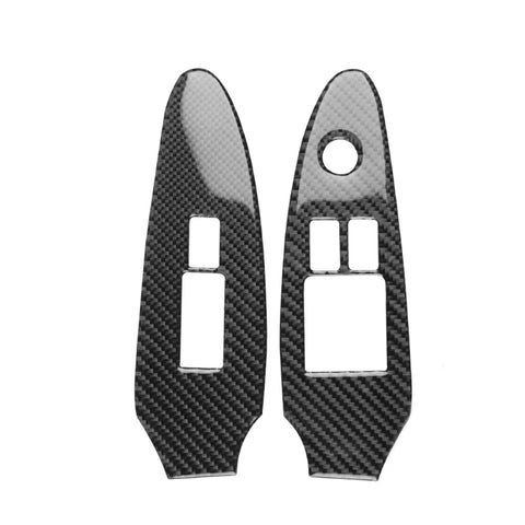 Adhésif décoratif pour panneaux d'alzacristalli en fibre de carbone pour voiture de 2 pièces pour Nissan 370Z Z34 2009-, guide vers la sortie de configuration basse, panneau de lève-vitre conduite à droite