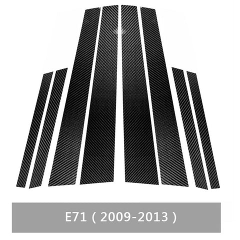 Adesivo decorativo per montante B in fibra di carbonio per auto per BMW X6 E71 2009-2013, guida a destra e a sinistra universale, For BMW X6 E71 2009-2013