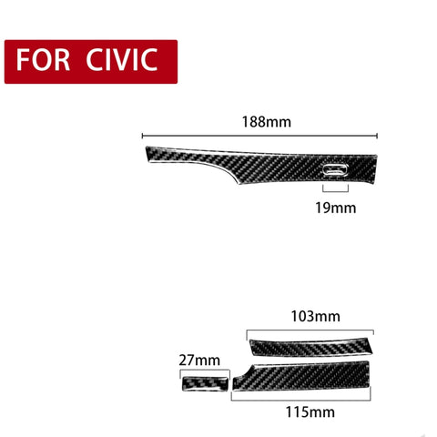 Adesivo decorativo 5 in 1 per cambio automatico in fibra di carbonio per auto per Honda Civic 8a generazione 2006-2011, guida a sinistra, 5 in 1 Automatic Gear, Left Drive