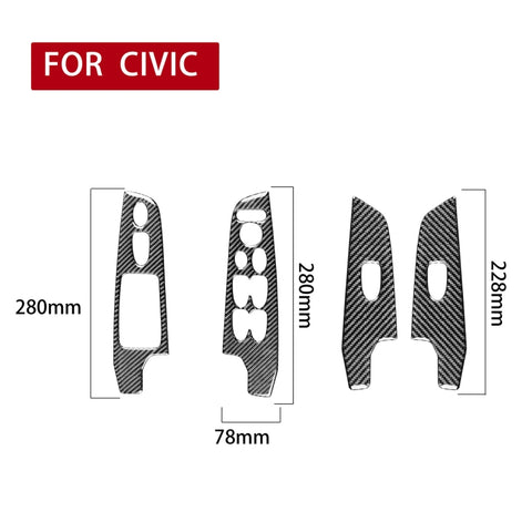 Adhésif décoratif pour panneau de sol en verre et fibre de carbone 4 en 1 pour Honda Civic 8a génération 2006-2011, guide de route, panneau de levage en verre, conduite à droite