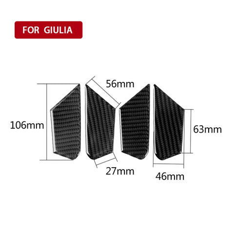 Adhésif décoratif 4 en 1 pour porte interne en fibre de carbone pour voiture pour Alfa Romeo Giulia 2017-2019, guide de sortie et de direction universelle, cuvette de porte intérieure
